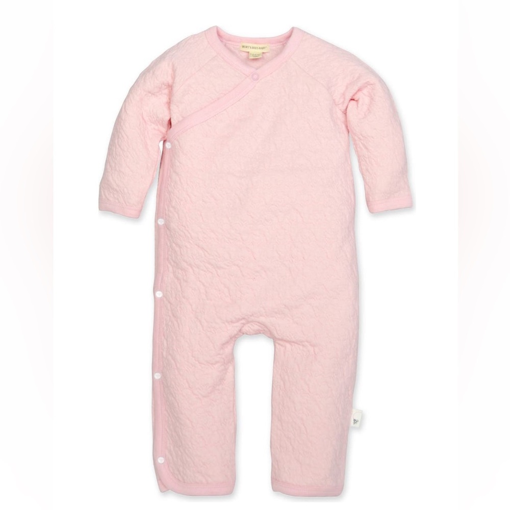 Burt’s Bees baby quilted pink coverall bodysuit onesie pajamas